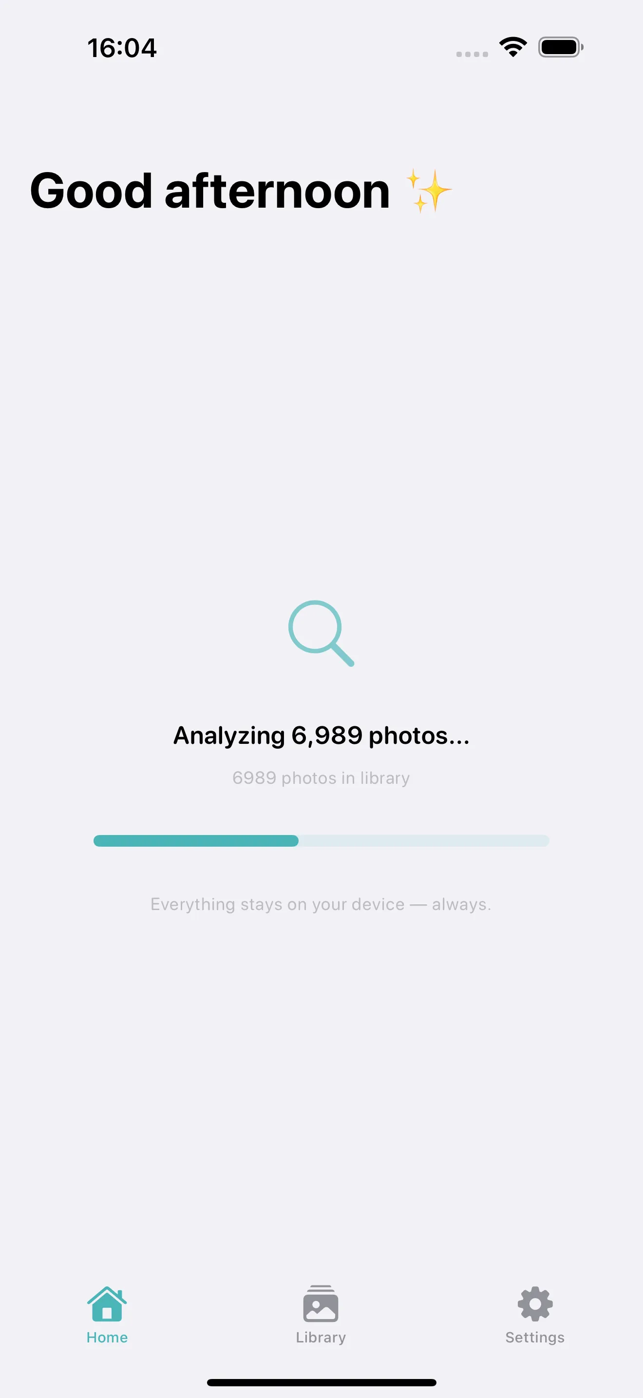 Photo Cleanup scanning your iPhone photo library for duplicates and similar photos