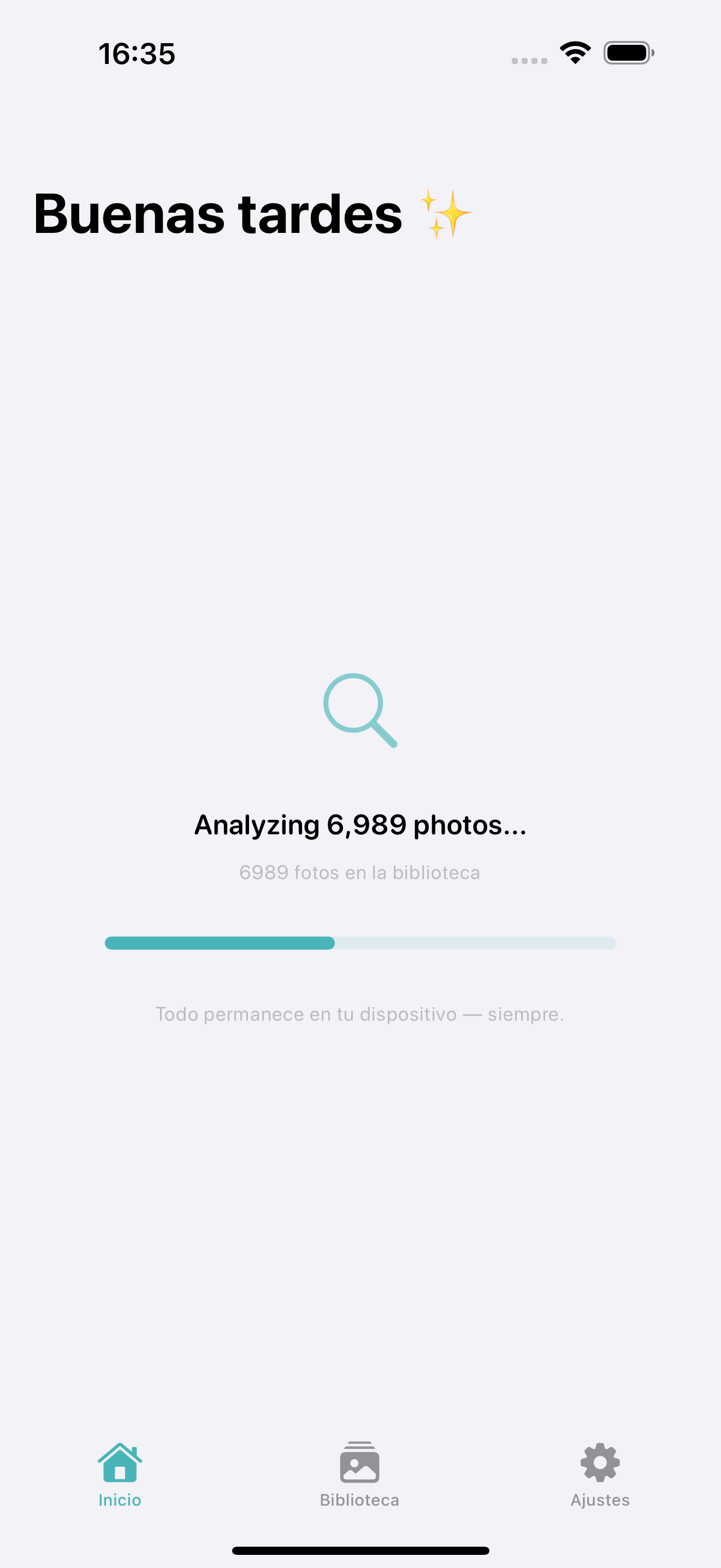 Photo Cleanup scanning your iPhone photo library for duplicates and similar photos