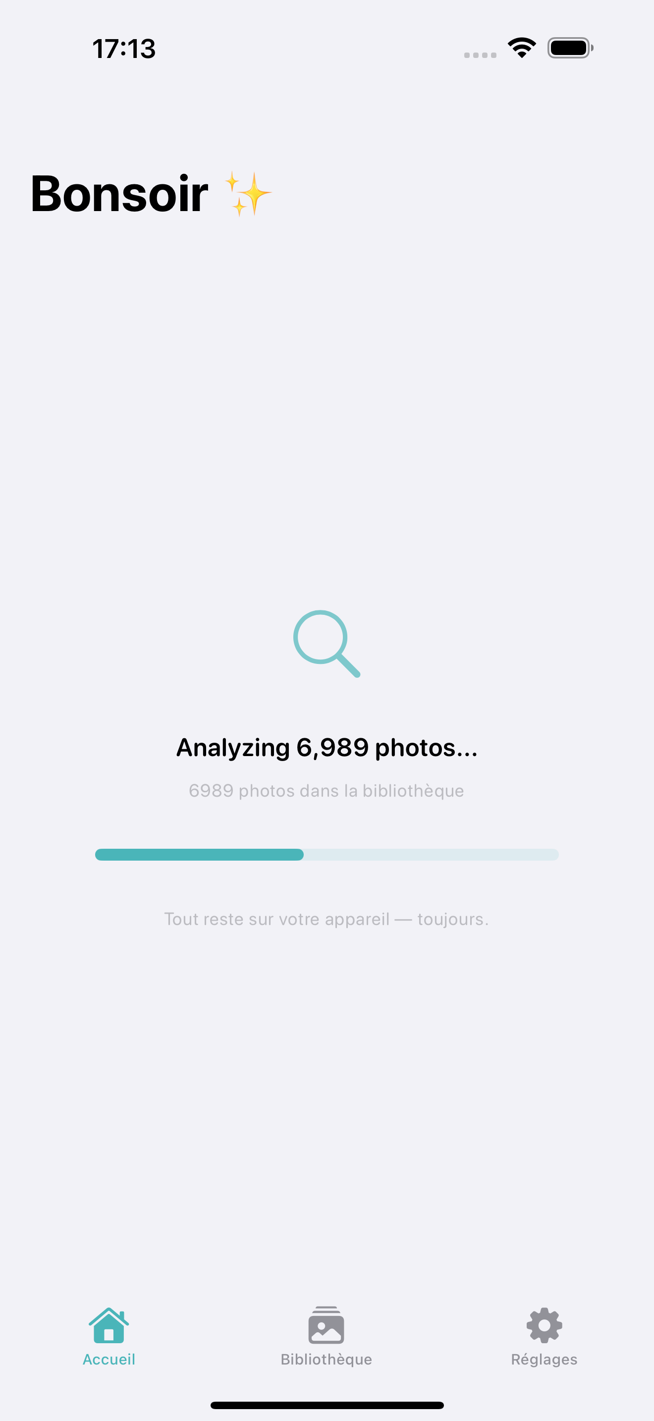 Photo Cleanup scanning your iPhone photo library for duplicates and similar photos