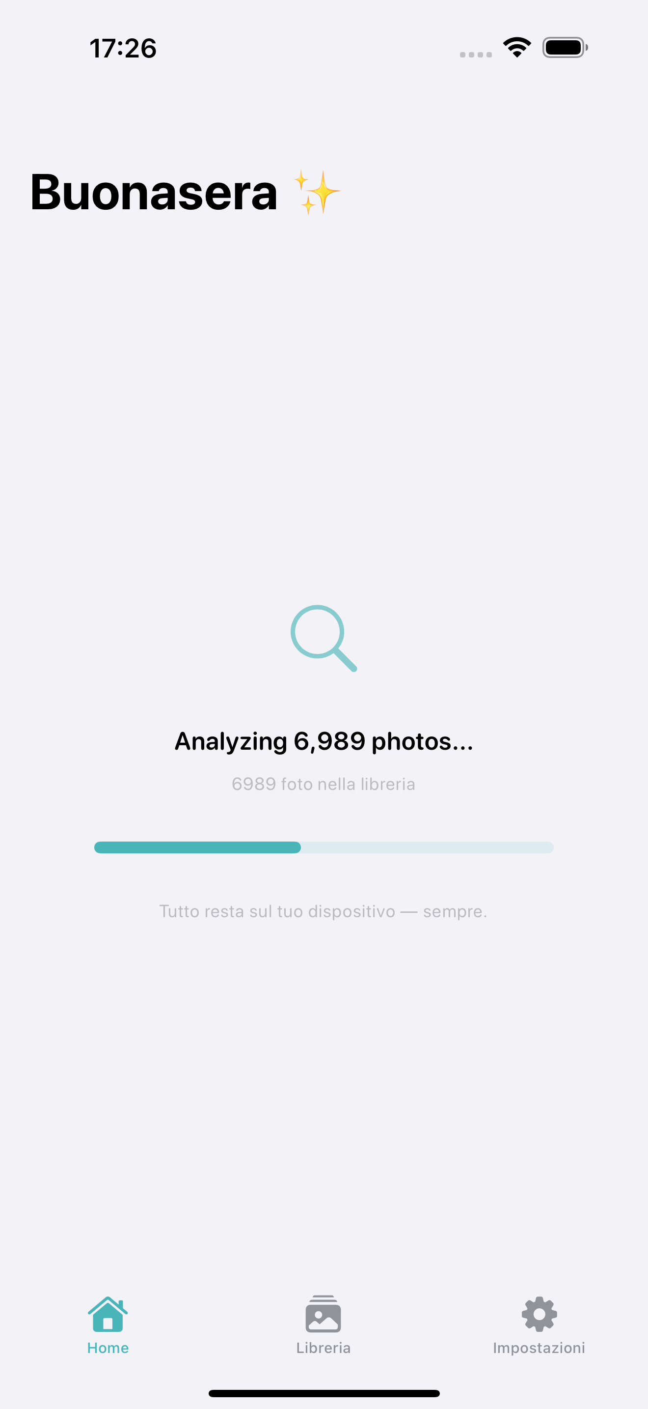 Photo Cleanup scanning your iPhone photo library for duplicates and similar photos