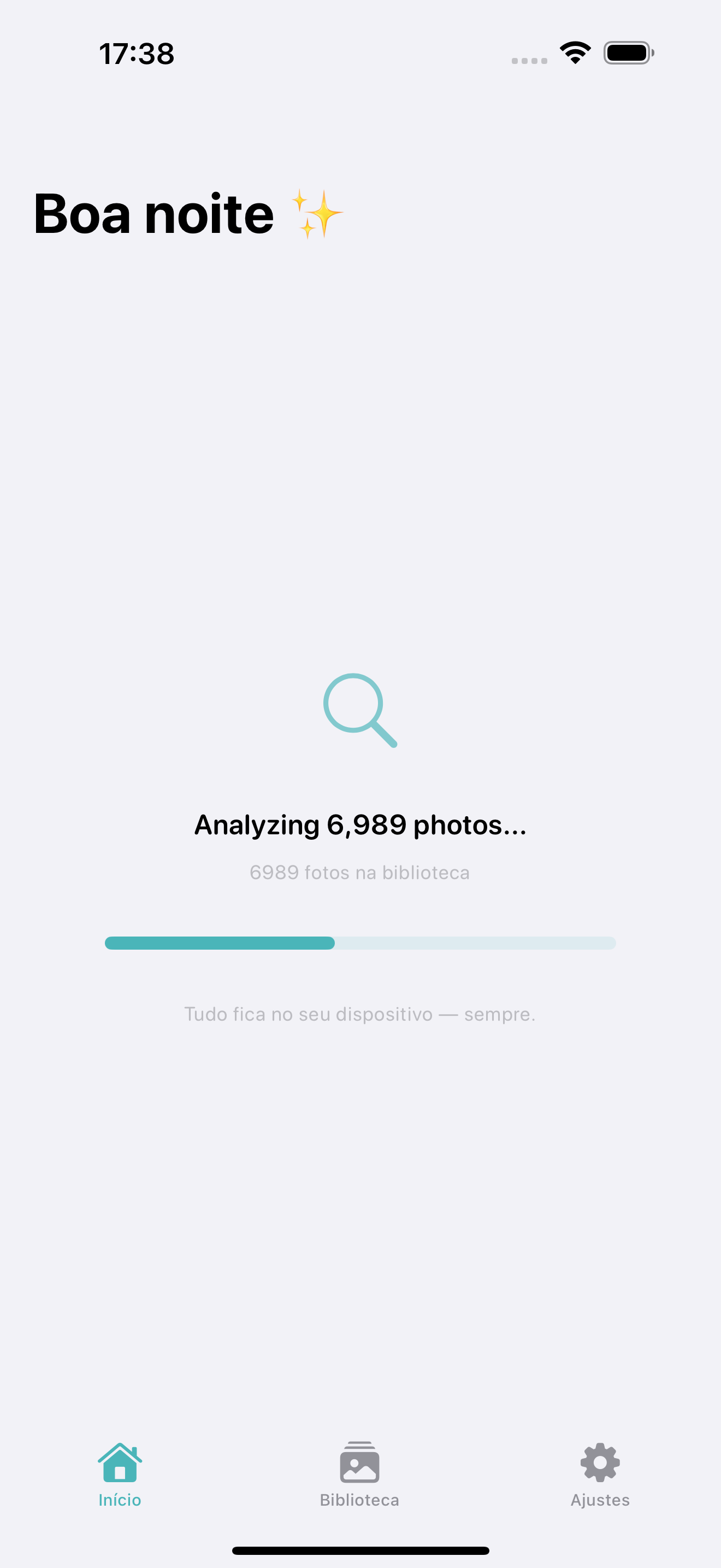Photo Cleanup scanning your iPhone photo library for duplicates and similar photos