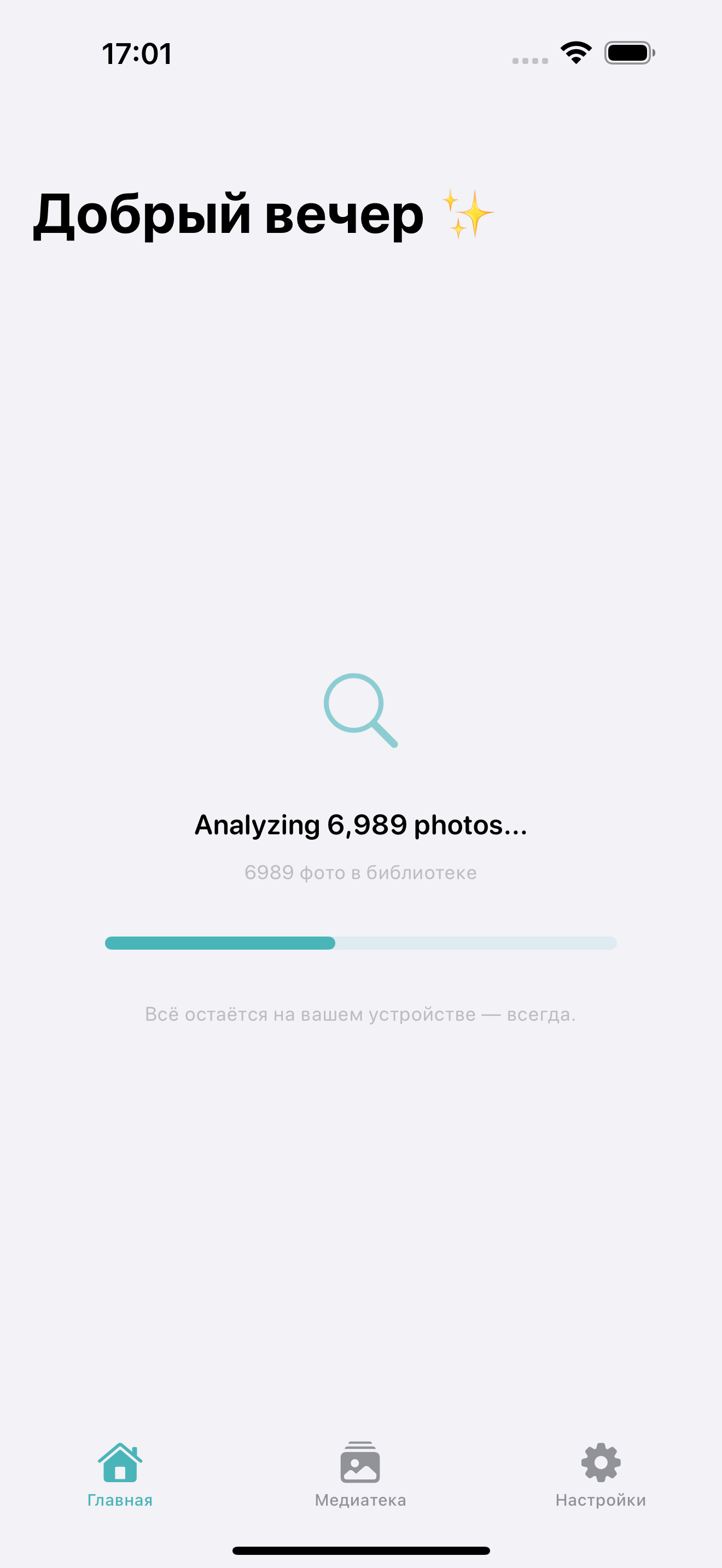 Photo Cleanup scanning your iPhone photo library for duplicates and similar photos