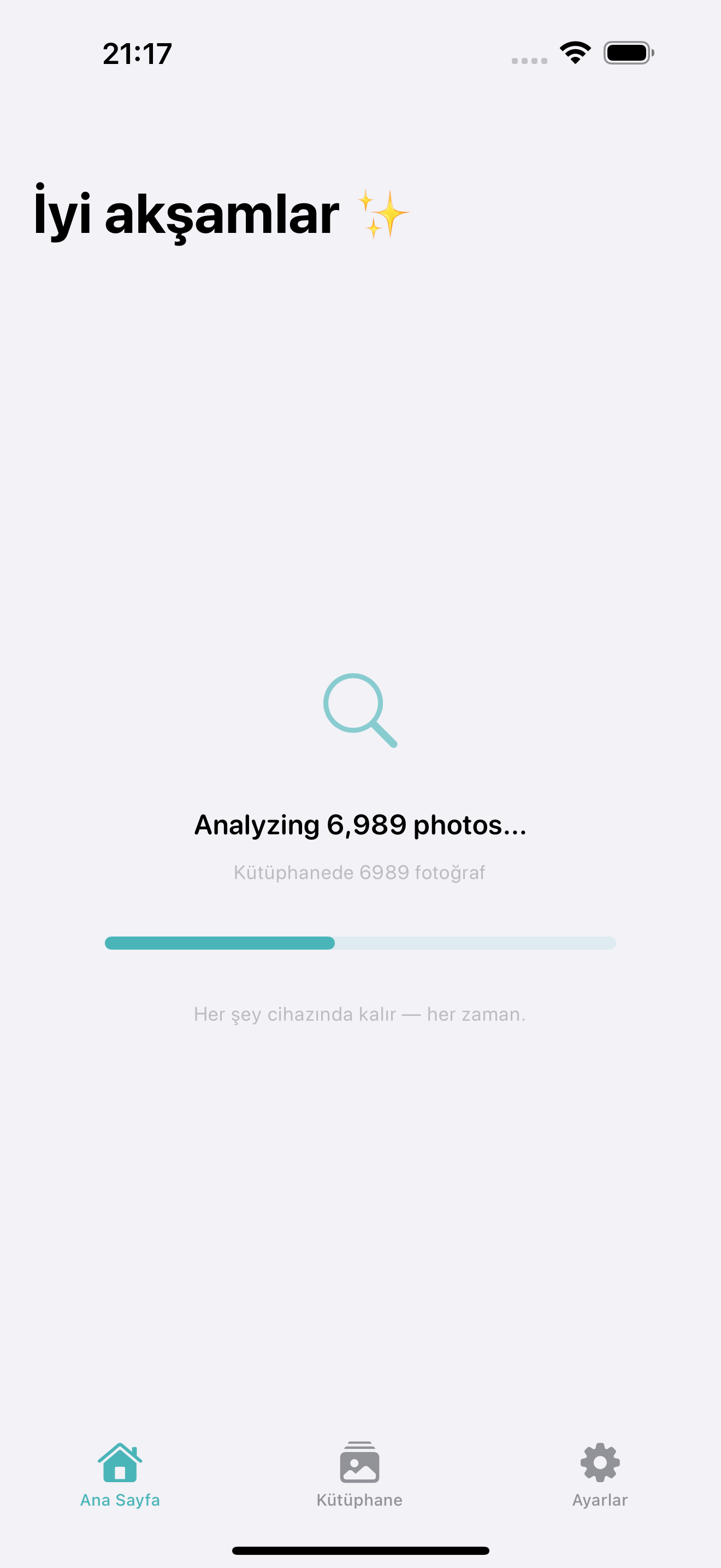 Photo Cleanup scanning your iPhone photo library for duplicates and similar photos